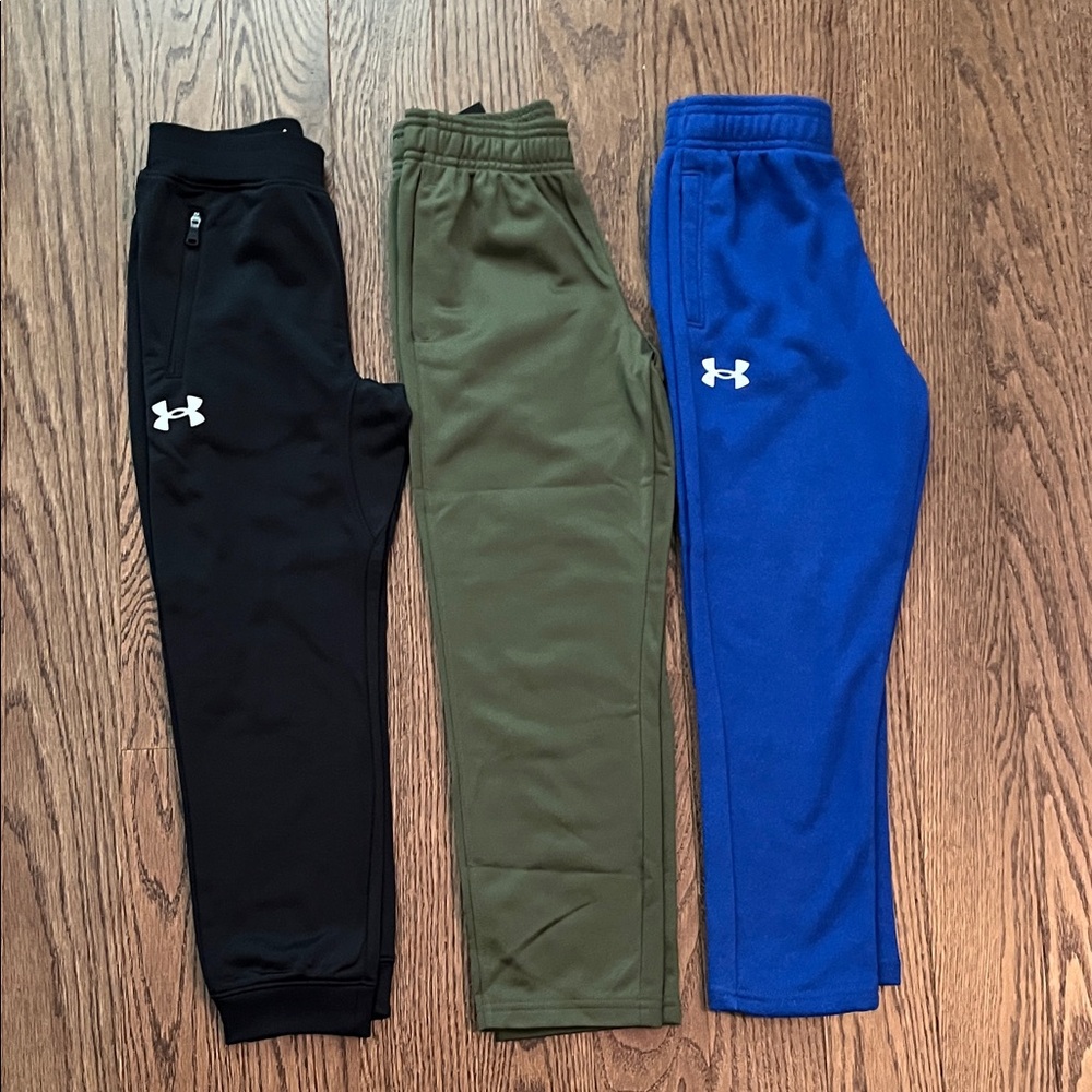 NWT Under Armour Kids' Sweatpants - Black, Olive, and Royal Blue